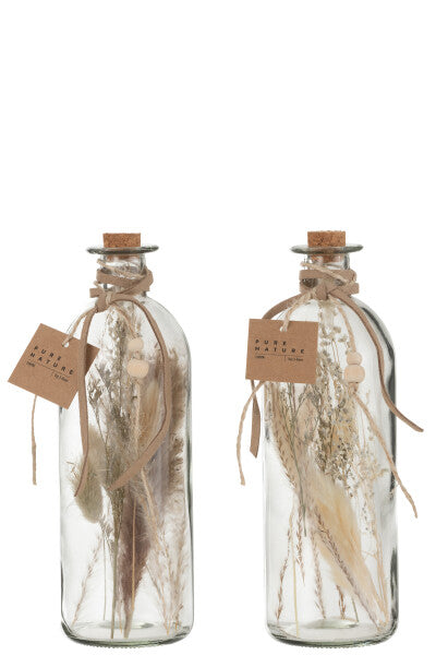 Bottiglie in vetro fiori secchi naturali