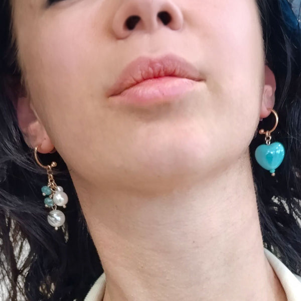 Orecchini cuore e perle