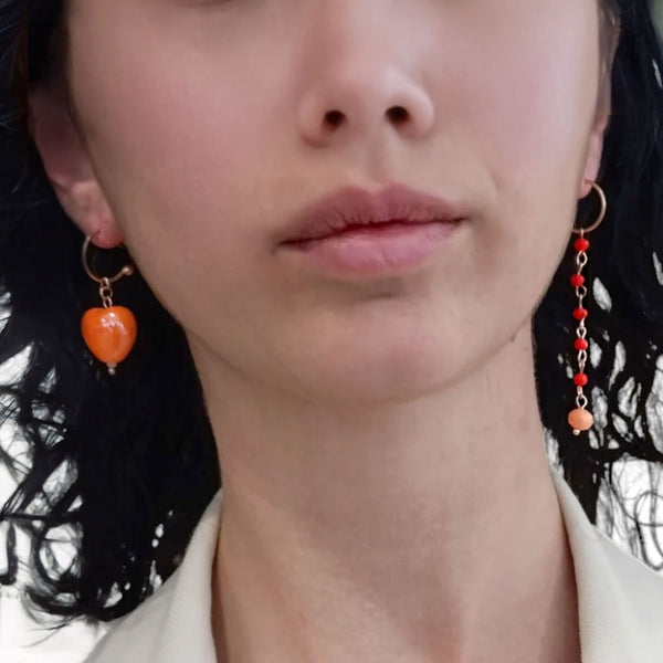 Orecchini cerchio cuore/filo cristallo