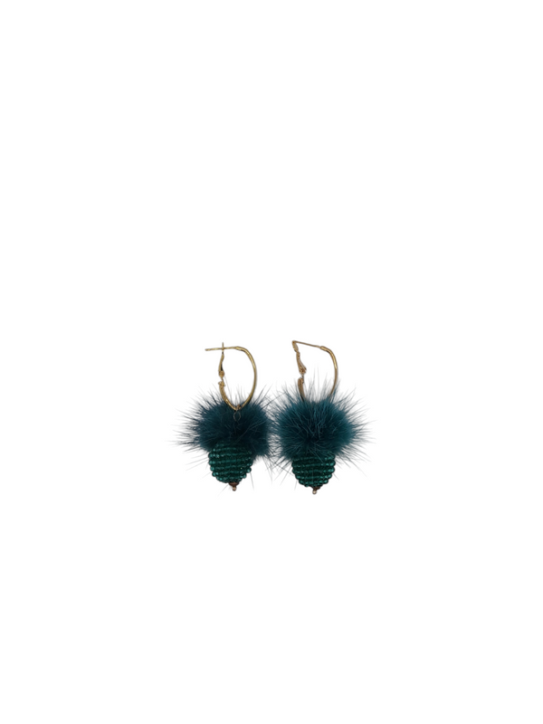 Orecchini ponpon con sfera in mini cristalli