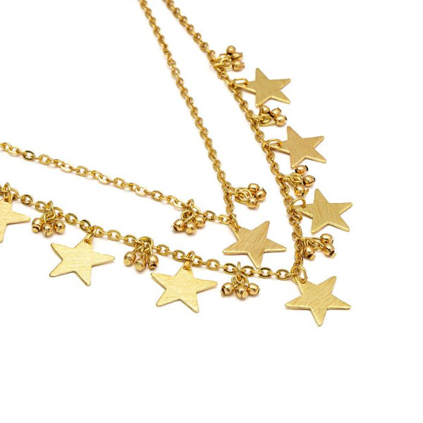 Collana due catene stelle pendenti