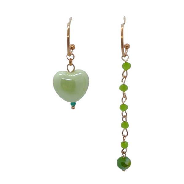 Orecchini cerchio cuore/filo cristallo