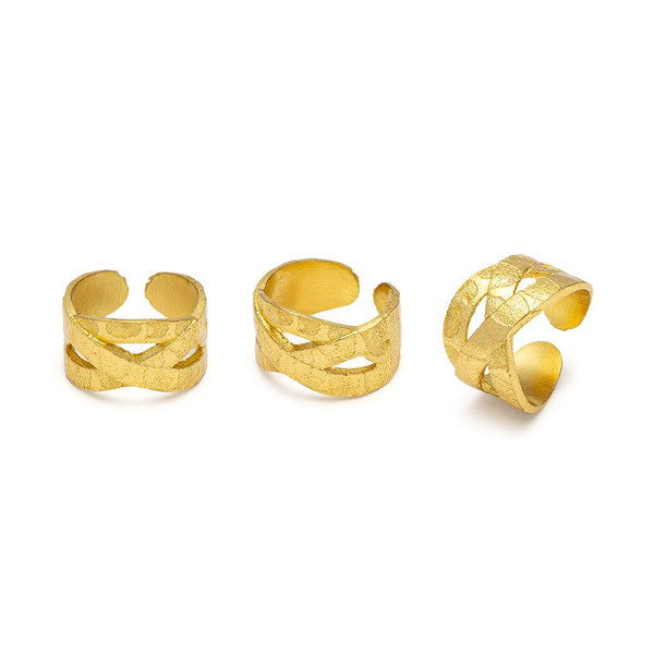 Anello fascia piatta intreccio