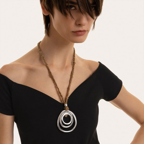 Pendente seta grezza tondi