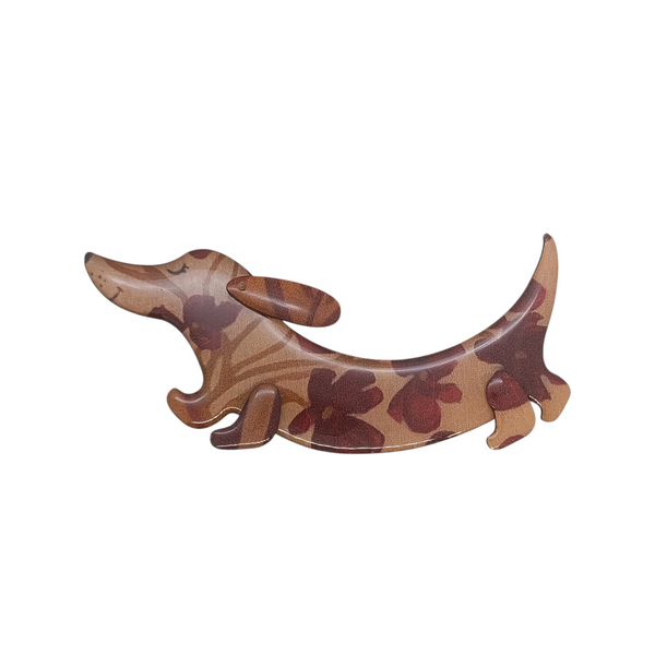 Spilla bassotto floreale