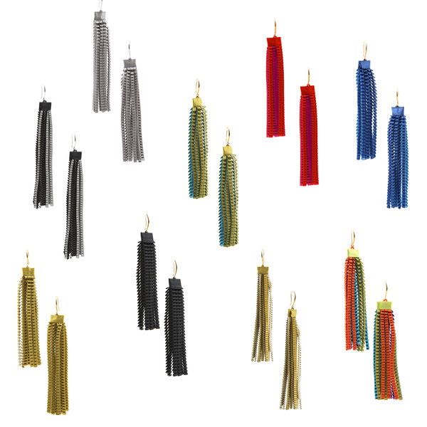 Orecchini plissettati strisce lunghe