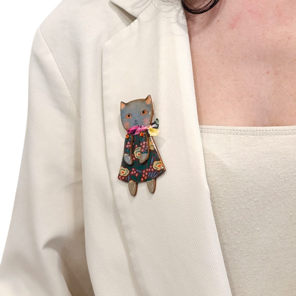 Spilla gatto resinato
