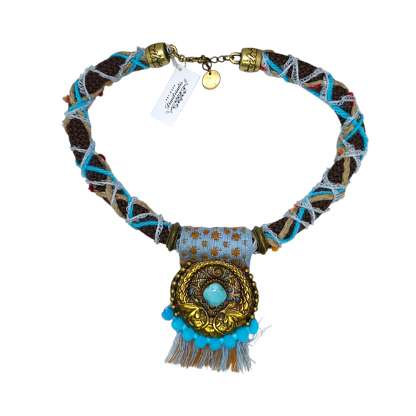Collana cordone turchese