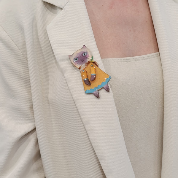 Spilla gatto resinato