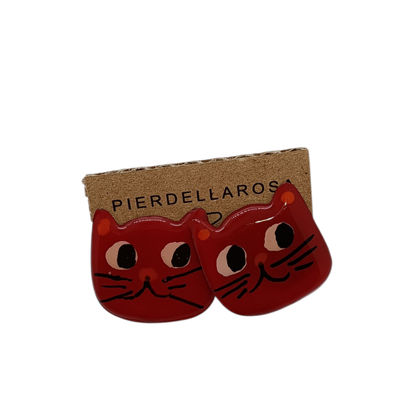 Orecchini gatto rosso