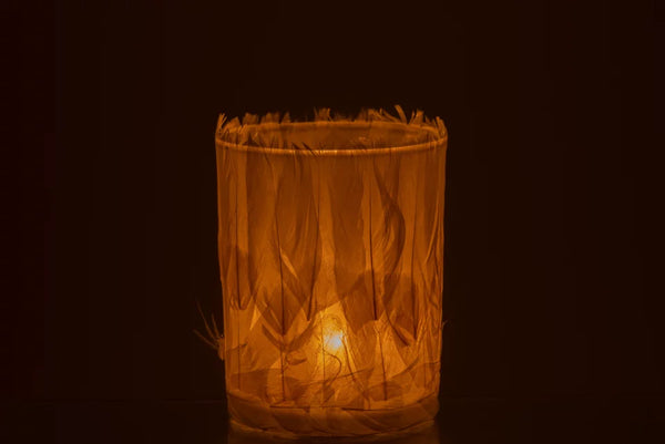 Porta T-Light Piume Vetro Crema Large