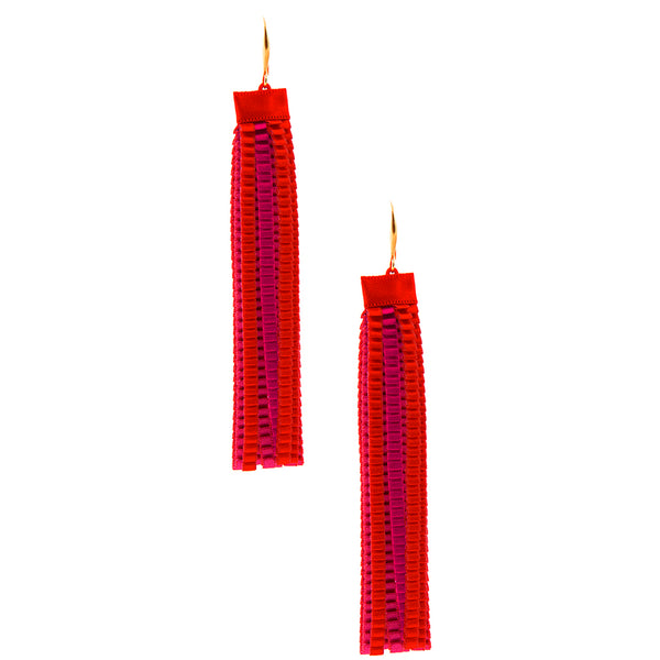 Orecchini plissettati strisce lunghe