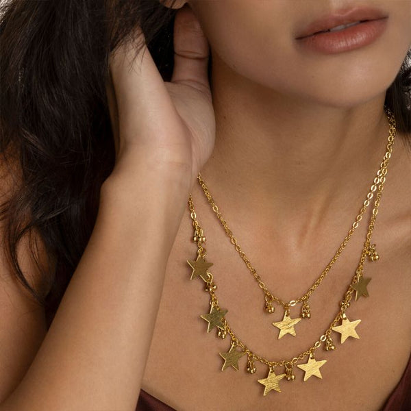 Collana due catene stelle pendenti