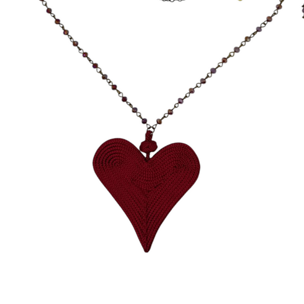 Ciondolo cuore in seta