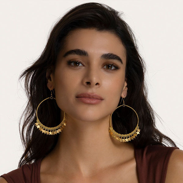 Orecchini cerchio grande stelle