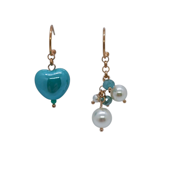 Orecchini cuore e perle