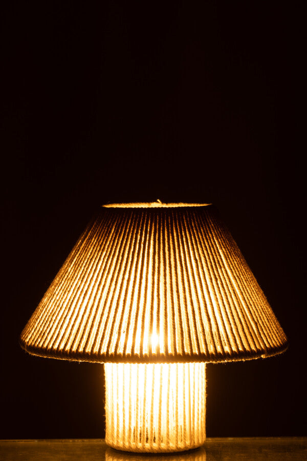 Lampada da tavolo metallo /cotone naturale con batteria