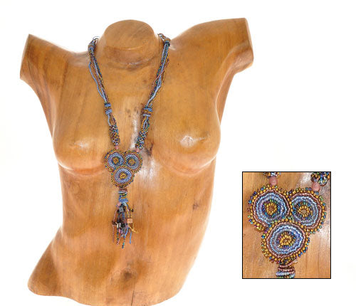 collana 3 cerchi perline blues
