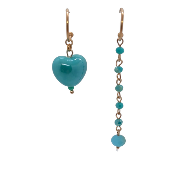 Orecchini cerchio cuore/filo cristallo