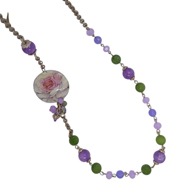 Collana rosa decoupage