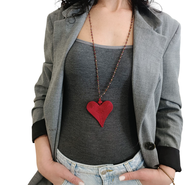 Ciondolo cuore in seta