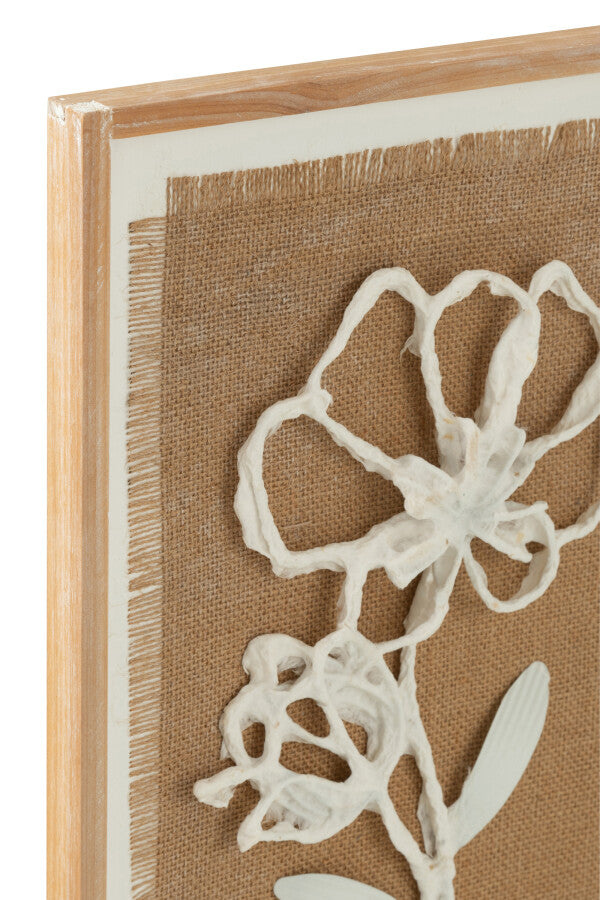 Decorazione Da Parete Fiori Poli Legno Di Abete/Mdf Naturale/Bianco