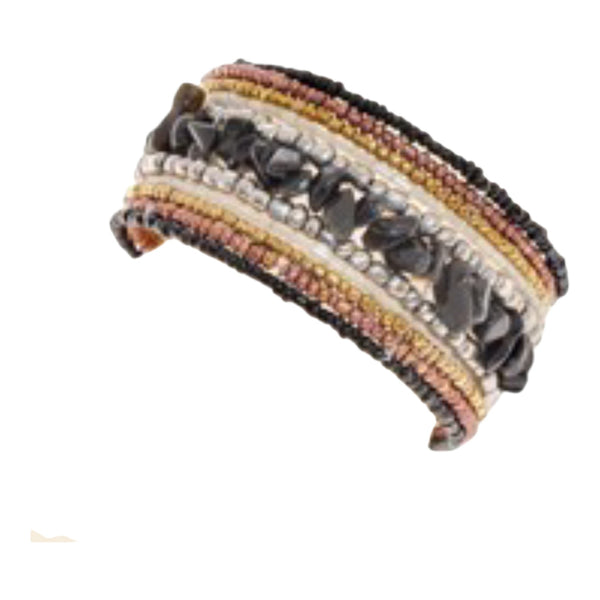 bracciale rigido perline bianco e nero