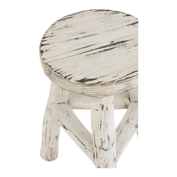 Sgabello Ibiza Rotondo Legno White Wash