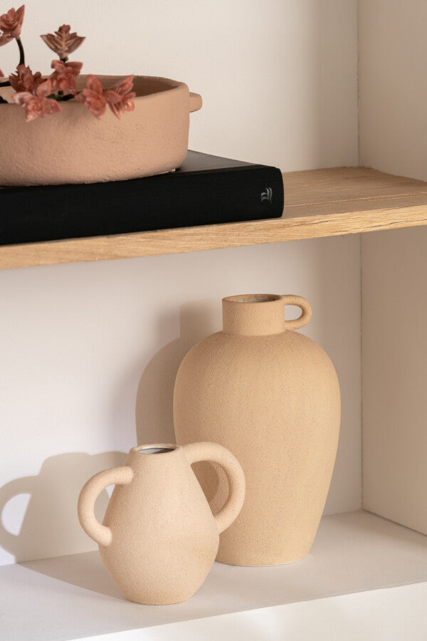 Vaso Ovale Manico Porcellana Beige