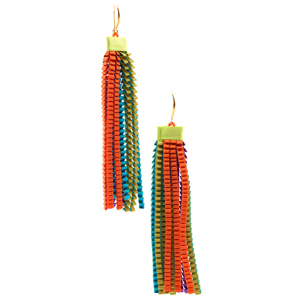 Orecchini plissettati strisce lunghe