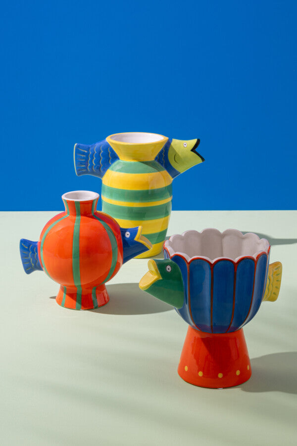 Vaso Pesce Palla Rigato Dolomite Multicolore
