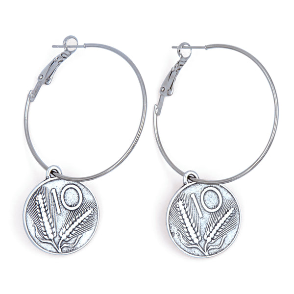 ORECCHINI A CERCHIO 10 LIRE ARGENTO