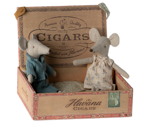 Topi mamma e papà  scatola sigari