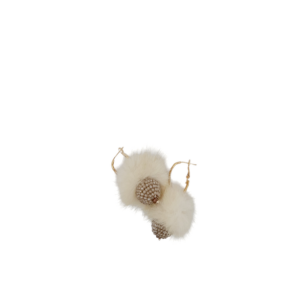 Orecchini ponpon con sfera in mini cristalli