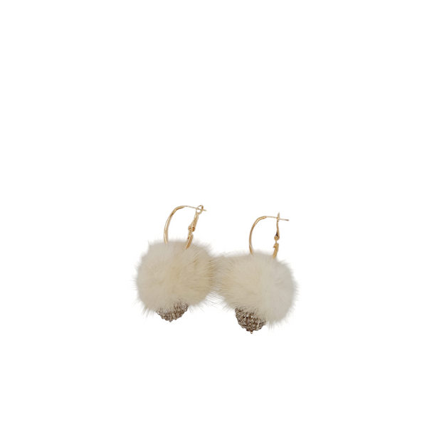 Orecchini ponpon con sfera in mini cristalli