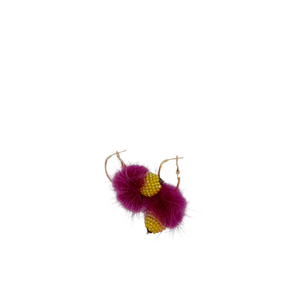 Orecchini ponpon con sfera in mini cristalli