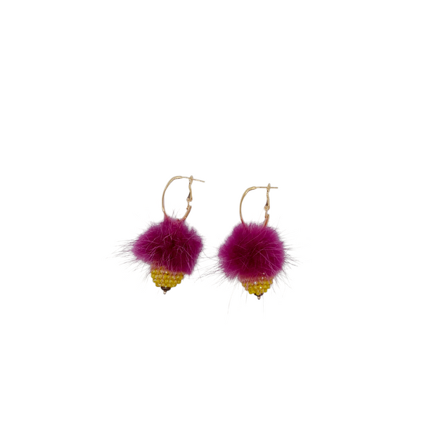 Orecchini ponpon con sfera in mini cristalli