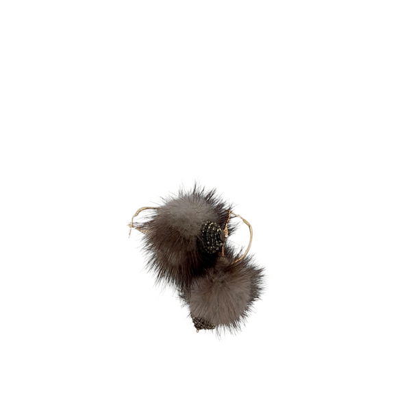 Orecchini ponpon con sfera in mini cristalli
