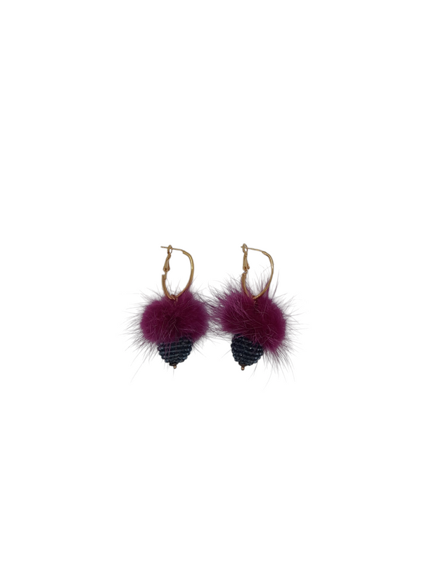 Orecchini ponpon con sfera in mini cristalli
