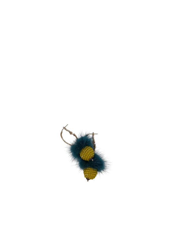 Orecchini ponpon con sfera in mini cristalli