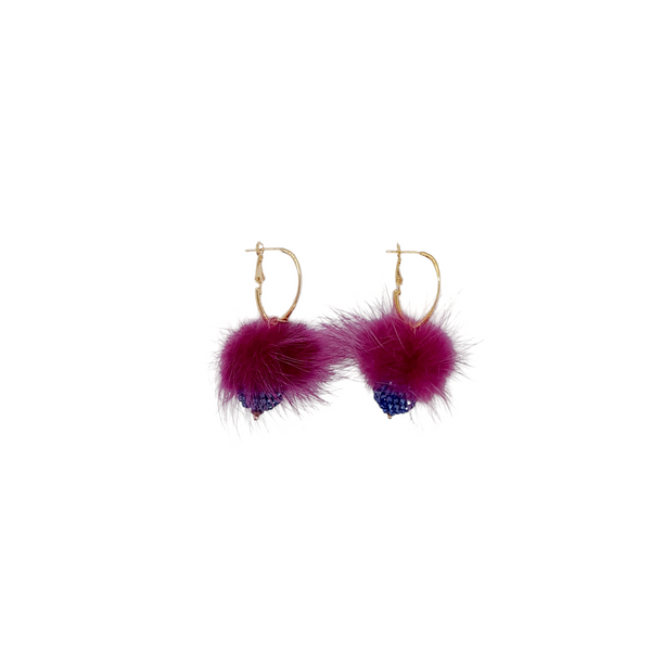 Orecchini ponpon con sfera in mini cristalli