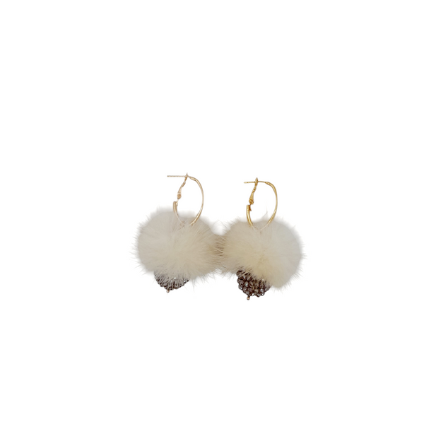 Orecchini ponpon con sfera in mini cristalli