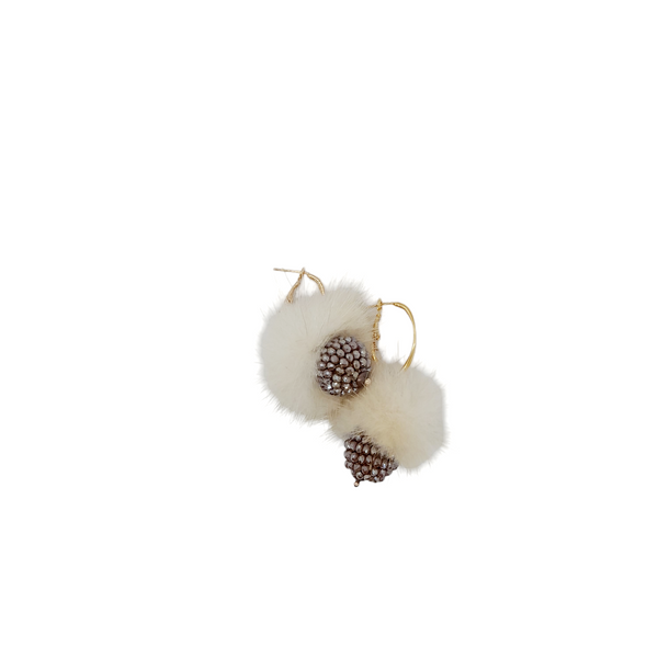 Orecchini ponpon con sfera in mini cristalli