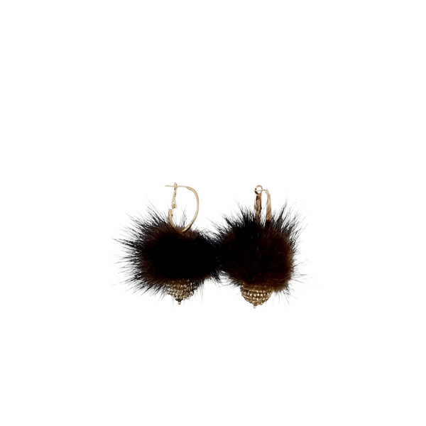 Orecchini ponpon con sfera in mini cristalli