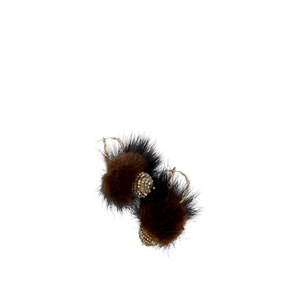 Orecchini ponpon con sfera in mini cristalli