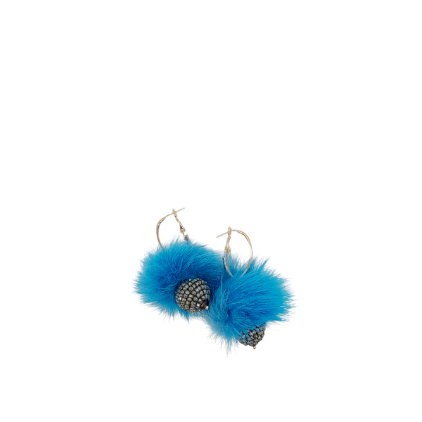 Orecchini ponpon con sfera in mini cristalli