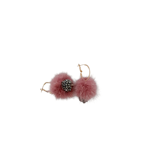 Orecchini ponpon con sfera in mini cristalli