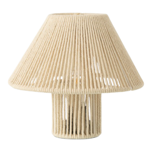Lampada da tavolo metallo /cotone naturale  con batteria