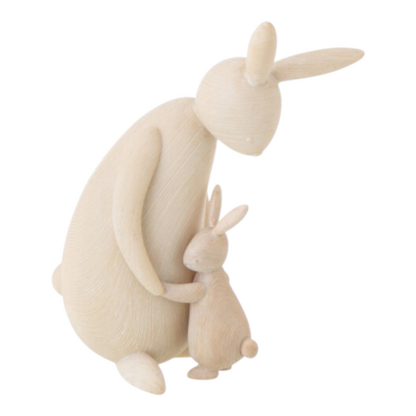 Coniglio mamma +bambino resina naturale