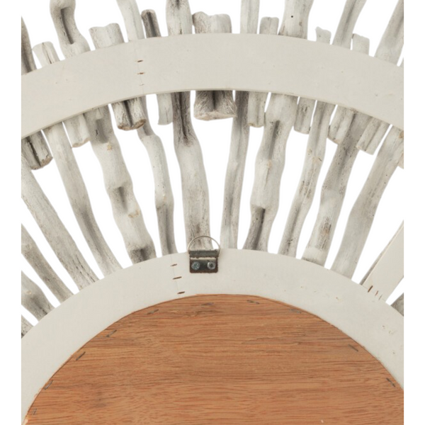 Specchio Rotondo Sole Legno Whitewash